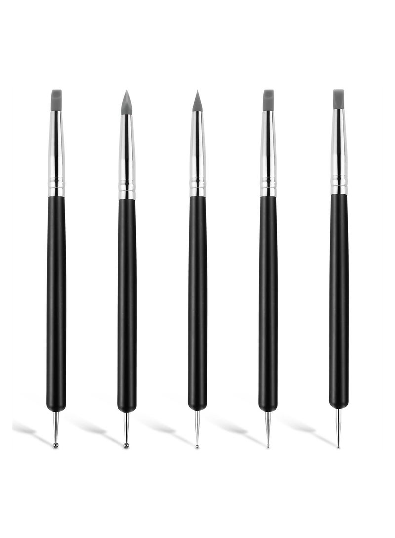 KASTWAVE Silicone Clay Sculpting Tool Set, 5 Pcs Clay Modelling Tools, Soft Rubber Tip Modelling Pen Paint Brush for Pottery Sculpture Cake Fondant Decorations - Image 1