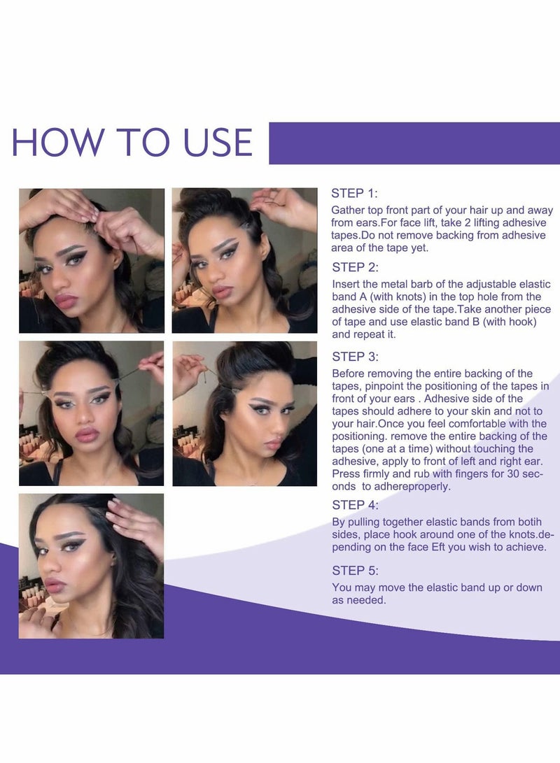 KASTWAVE Face Lift Tape, 40PCS High Elasticity Waterproof Instant Face Lifting Sticker, Ultra-thin Invisible Face Tape for Hiding Facial Wrinkles and Lifting Saggy Skin - Image 4