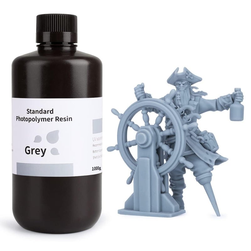 ELEGOO 3D Standard Resin LCD UV 405nm Cured, 3D Resin for LCD 3D Printer, Standard Resin Photopolymer with High Precision and Low Shrinkage, Resin 3d Printer (1000g Grey) - Image 1