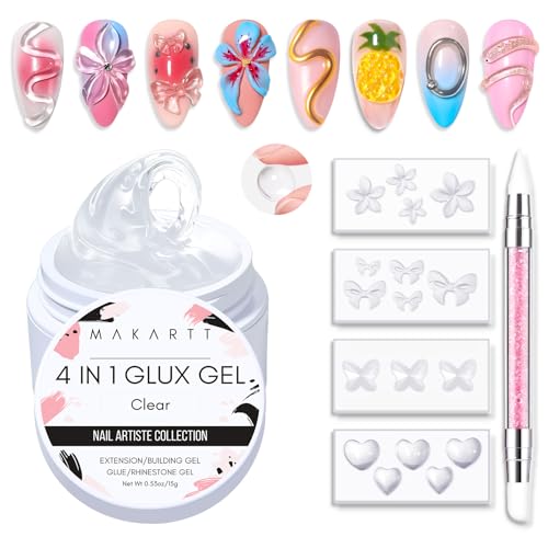 Makartt 3D Gel Nail Art: Clear Sculpting Gel Non-Sticky Hand Carving Glue Extension No Wipe Chrome Nail Powder Molding Gels Solid UV LED Soak Off Gels Nail Art DIY Salon Home - Image 1