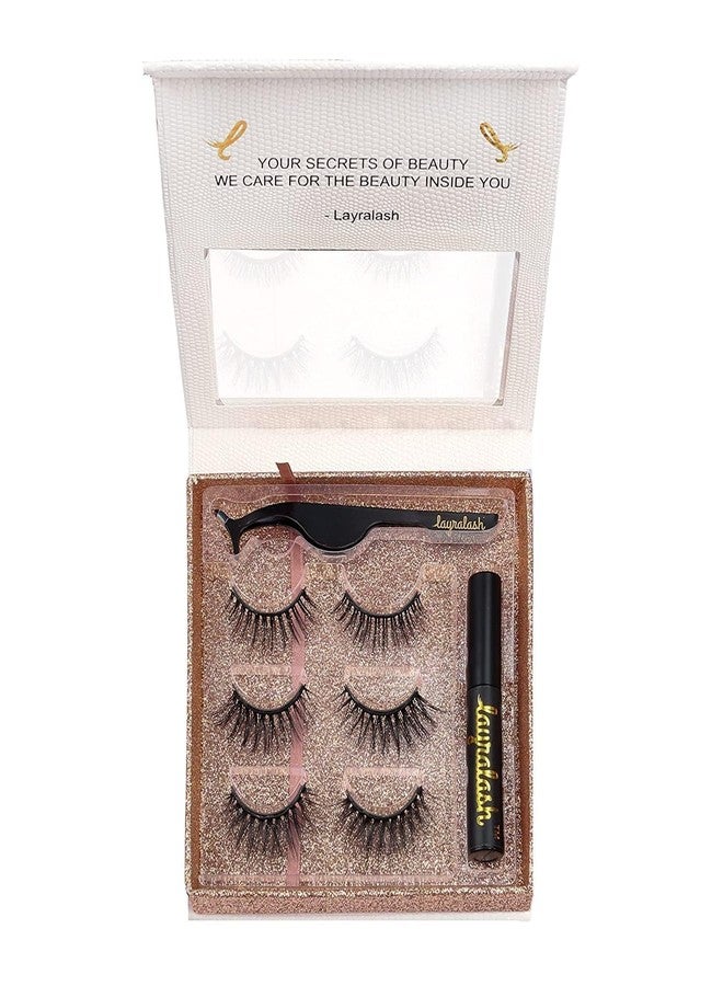 Layralash Magnetic Eyelashes Lash Kit | Magnetic Eyeliner Pen Lashes Pack, Reusable up to 25 times - 3 pair wit 10 Magnet Lashes + Liner + Tweezers… - Image 1
