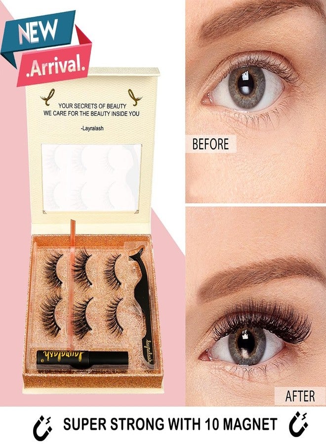 Layralash Magnetic Eyelashes Lash Kit | Magnetic Eyeliner Pen Lashes Pack, Reusable up to 25 times - 3 pair wit 10 Magnet Lashes + Liner + Tweezers… - Image 2