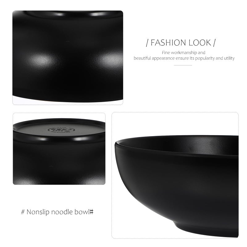 DOITOOL Large Serving Bowl 8.46" Melamine Ramen Bowl Salad Bowl Porcelain Pasta Bowl Matte Soup Bowl Black Serving Bowl for Fruit Noodle Salad Soup Pasta Fruit - Image 4