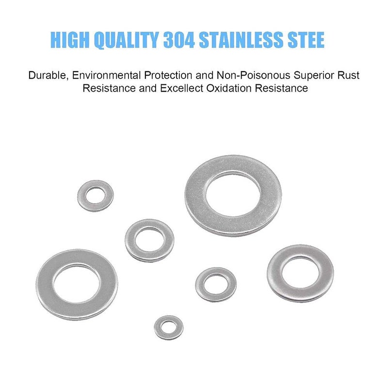 DIY Crafts DIY DIYC10793 Crafts 7 Sizes Stainless Steel Flat Washers Assortment Kit Flat Washer Hardware Assortment with Plastic Storage Organizer for HomeOffice and Workplace Pack of 4 Sets 7 Sizes Washer - Image 2