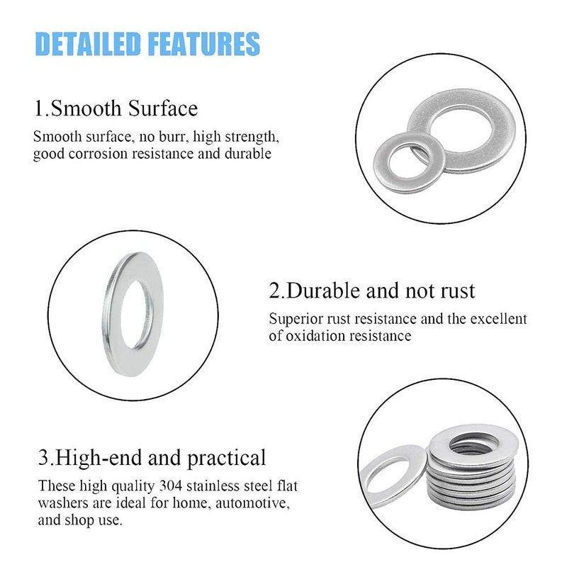 DIY Crafts DIY DIYC10793 Crafts 7 Sizes Stainless Steel Flat Washers Assortment Kit Flat Washer Hardware Assortment with Plastic Storage Organizer for HomeOffice and Workplace Pack of 4 Sets 7 Sizes Washer - Image 3