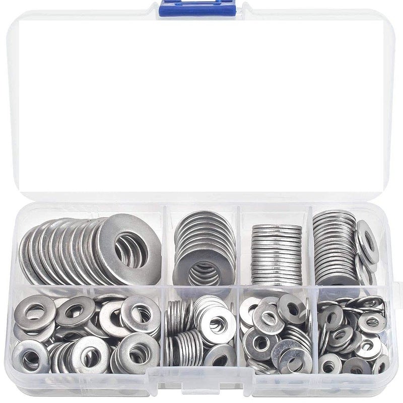 DIY Crafts DIY DIYC10793 Crafts 7 Sizes Stainless Steel Flat Washers Assortment Kit Flat Washer Hardware Assortment with Plastic Storage Organizer for HomeOffice and Workplace Pack of 4 Sets 7 Sizes Washer - Image 5
