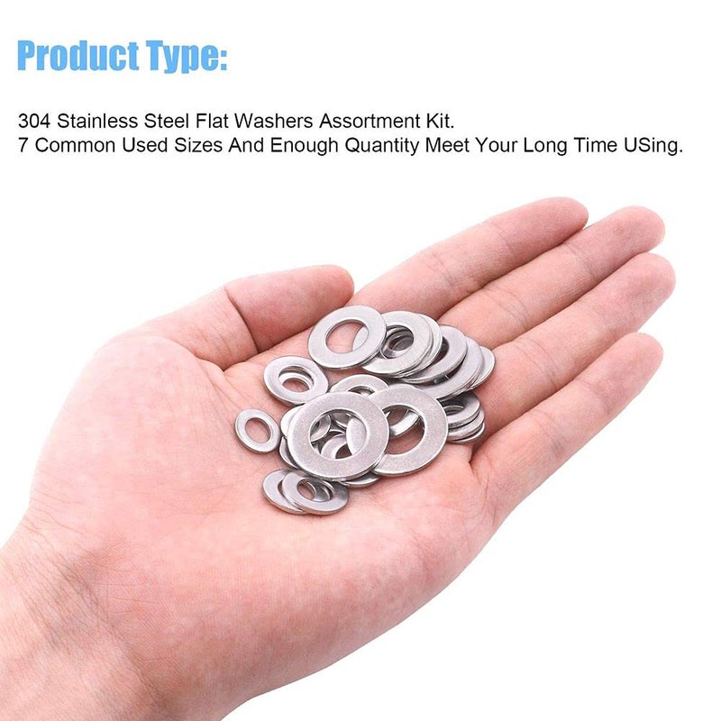 DIY Crafts DIY DIYC10793 Crafts 7 Sizes Stainless Steel Flat Washers Assortment Kit Flat Washer Hardware Assortment with Plastic Storage Organizer for HomeOffice and Workplace Pack of 4 Sets 7 Sizes Washer - Image 4