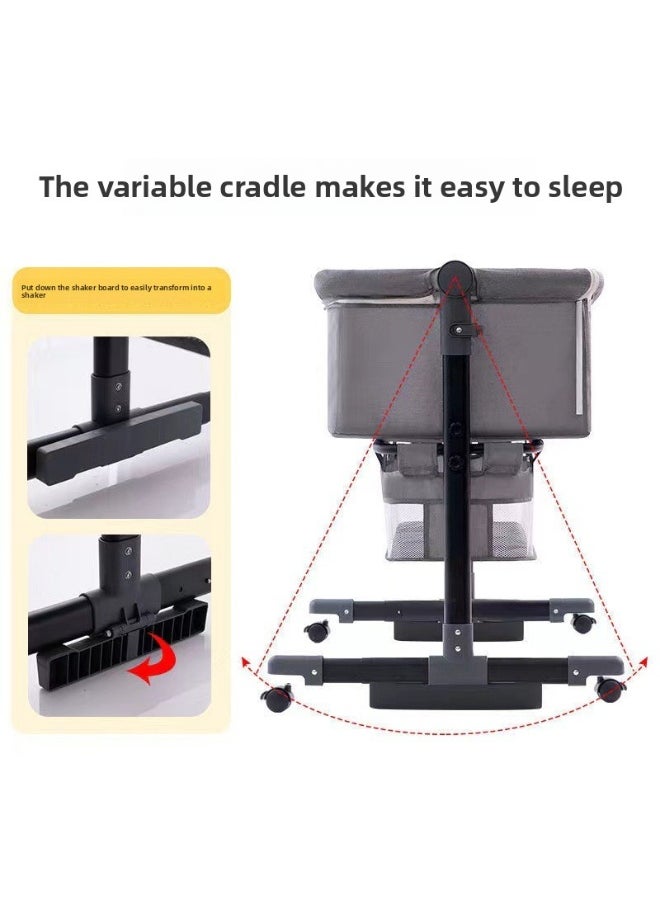 ORiTi Baby Crib, Newborn Bed, Spliced Large Bed, Baby Crib Multifunctional, Movable And Foldable - Drak Grey  - Image 3