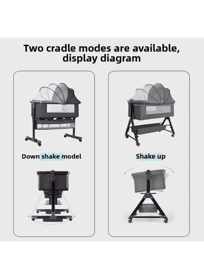 ORiTi Baby Crib, Newborn Bed, Spliced Large Bed, Baby Crib Multifunctional, Movable And Foldable - Drak Grey  - Image 4