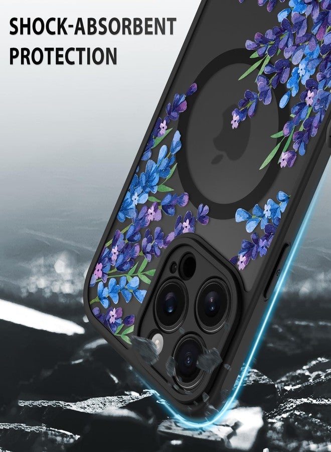 OOK Case for iPhone 16 Pro Max 6.9 (Compatible with MagSafe) Purple Floral Flowers Lavender Design Translucent Phone Cover Soft TPU + Hard PC Anti-Scratch Shockproof Magnetic Cute Case for Women - Image 4