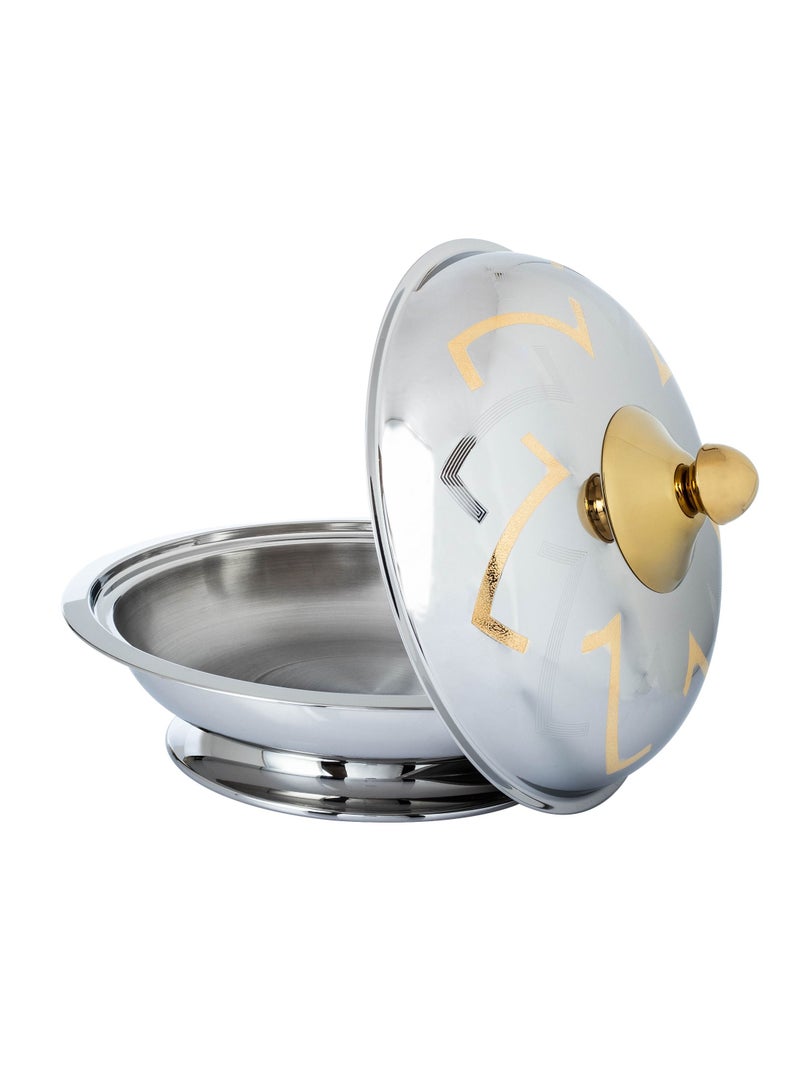 Safa Kozy plate with stand with luxurious golden handle, made of Indian stainless steel  - Image 3