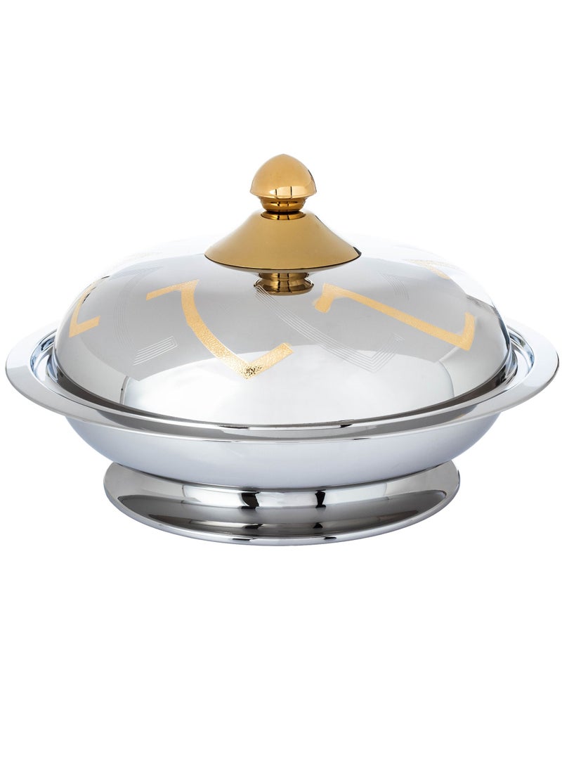 Safa Kozy plate with stand with luxurious golden handle, made of Indian stainless steel  - Image 1