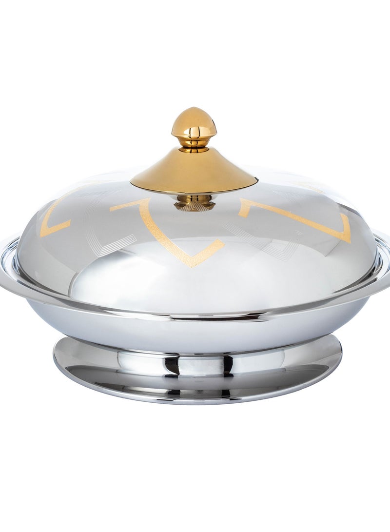 Safa Kozy plate with stand with luxurious golden handle, made of Indian stainless steel  - Image 2