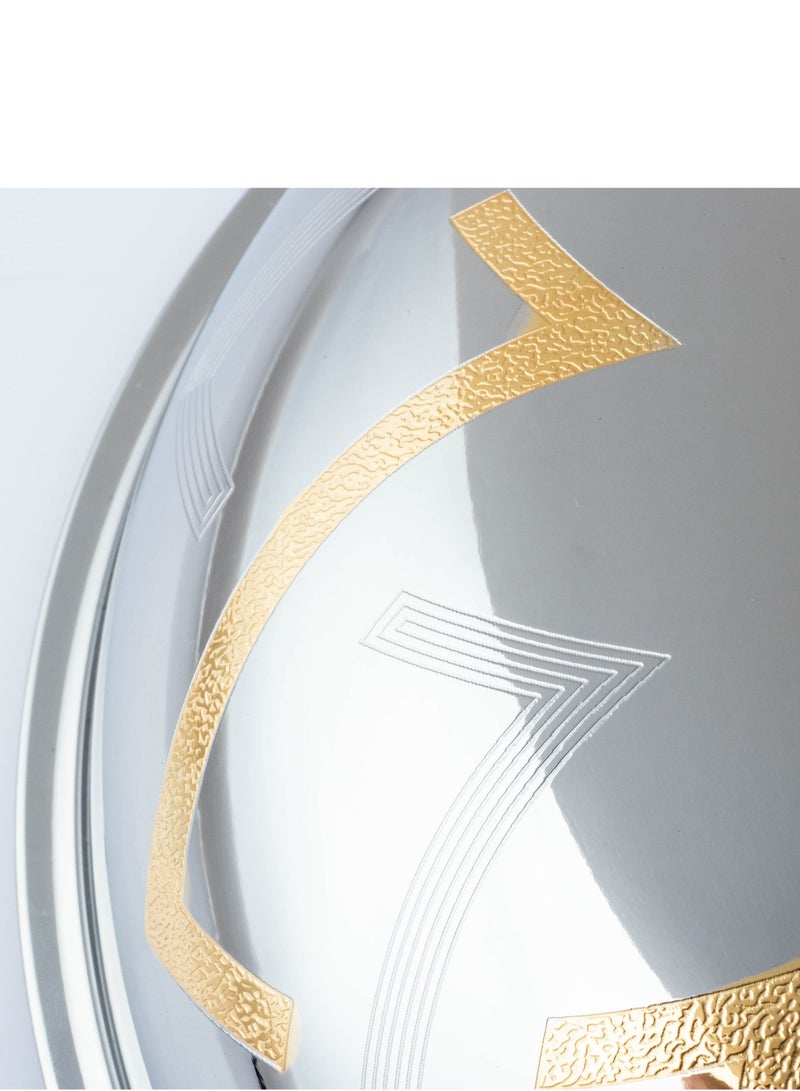 Safa Kozy plate with stand with luxurious golden handle, made of Indian stainless steel  - Image 4