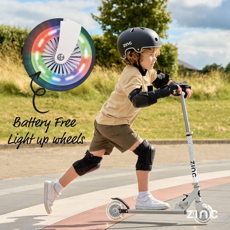 ZINC Two Wheeled Folding Light Up Scooter - Light up LED Wheels, Folding, Fold Down Handles, Non-Slip Deck, Height Adjustable, For Ages 3+, Great Gift Idea - Image 2