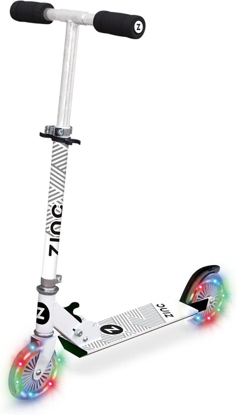 ZINC Two Wheeled Folding Light Up Scooter - Light up LED Wheels, Folding, Fold Down Handles, Non-Slip Deck, Height Adjustable, For Ages 3+, Great Gift Idea - Image 1