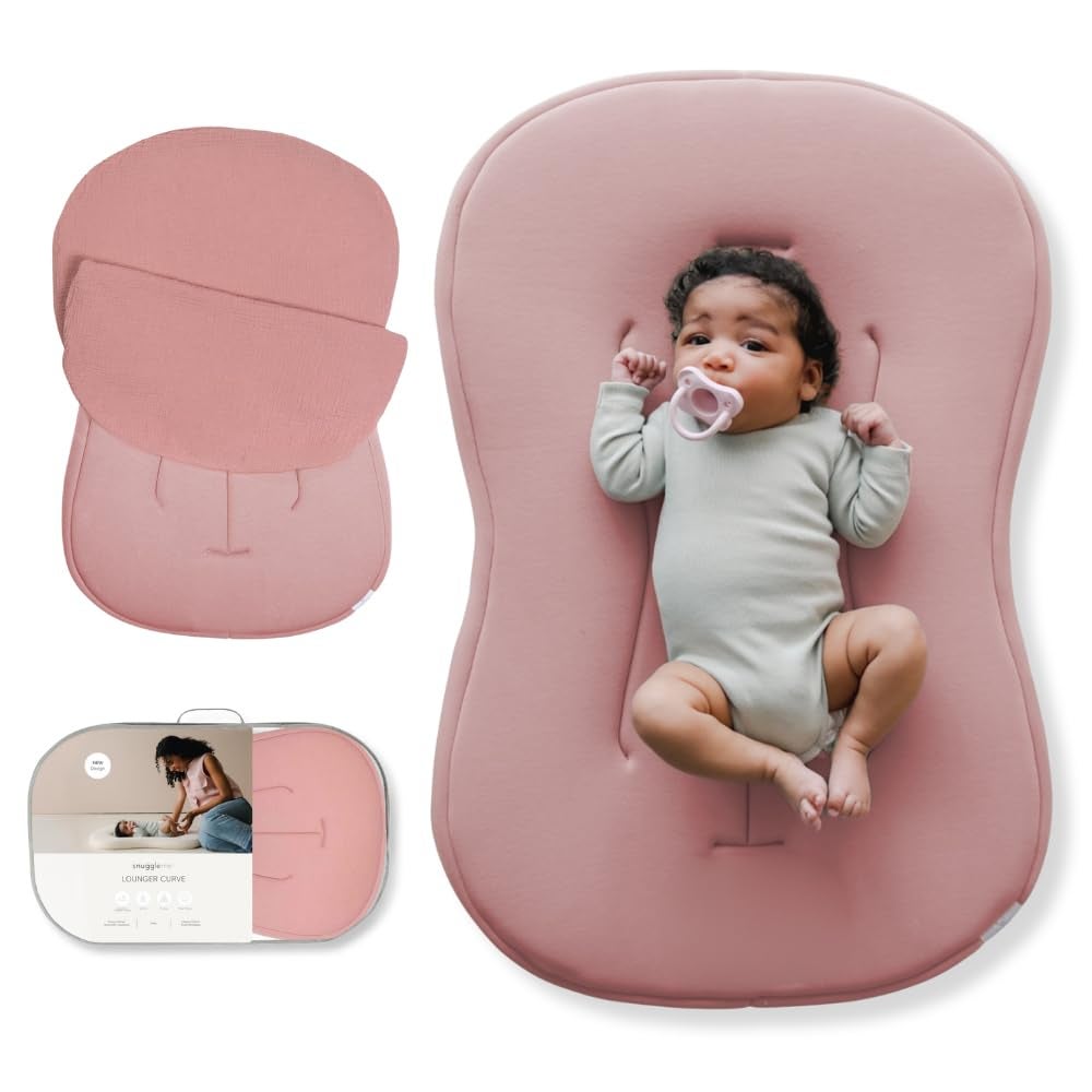 Snuggle Me® Baby Lounger Curve (0-6 Months) - Premium Organic Cotton with Foam Core, Machine-Washable Cover, Buttery-Soft & Breathable Infant Lounger with Travel Bag (30 in x 20 in x 1.9 in) - Gumdro