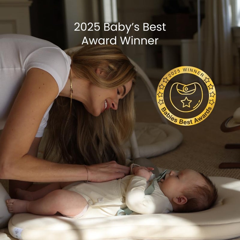 Snuggle MeÂ® Baby Lounger Curve (0-6 Months) - Premium Organic Cotton with Foam Core, Machine-Washable Cover, Buttery-Soft & Breathable Infant Lounger with Travel Bag (30 in x 20 in x 1.9 in) - Gumdrop - Image 3