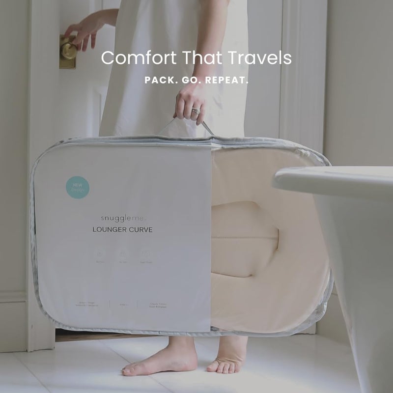 Snuggle MeÂ® Baby Lounger Curve (0-6 Months) - Premium Organic Cotton with Foam Core, Machine-Washable Cover, Buttery-Soft & Breathable Infant Lounger with Travel Bag (30 in x 20 in x 1.9 in) - Gumdrop - Image 4