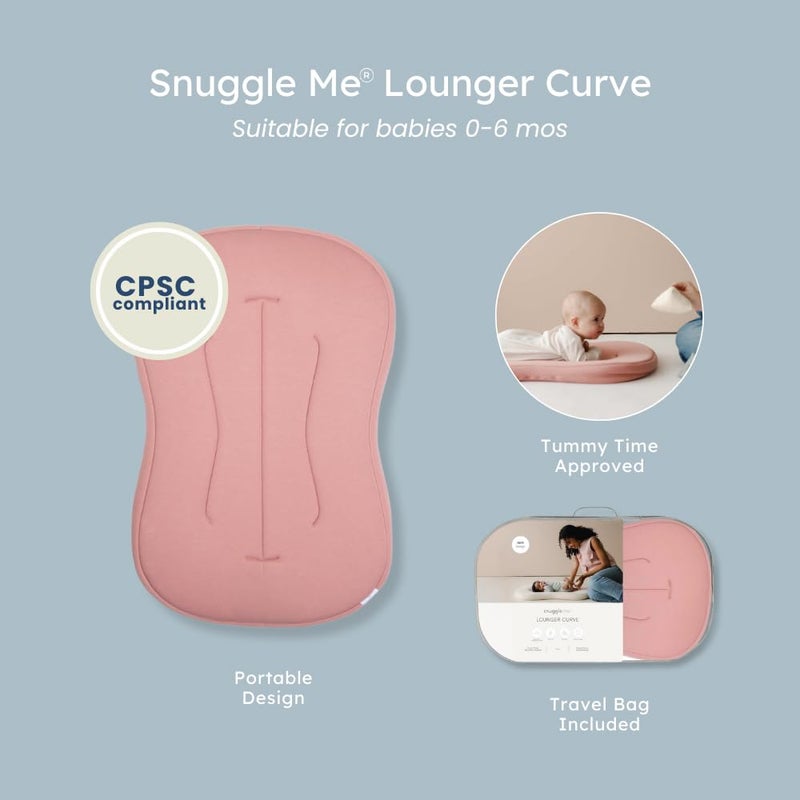 Snuggle MeÂ® Baby Lounger Curve (0-6 Months) - Premium Organic Cotton with Foam Core, Machine-Washable Cover, Buttery-Soft & Breathable Infant Lounger with Travel Bag (30 in x 20 in x 1.9 in) - Gumdrop - Image 5