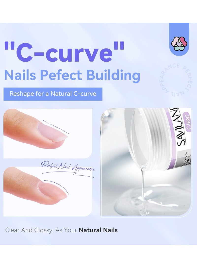 Saviland SAVILAND Builder Nail Gel Kit - 60g Clear Nail Extension Gel Set Nail Strengthen Nail Art Manicure Set with 100PCS Nail Forms and Acrylic Nail Brush for Beginners  - Image 3