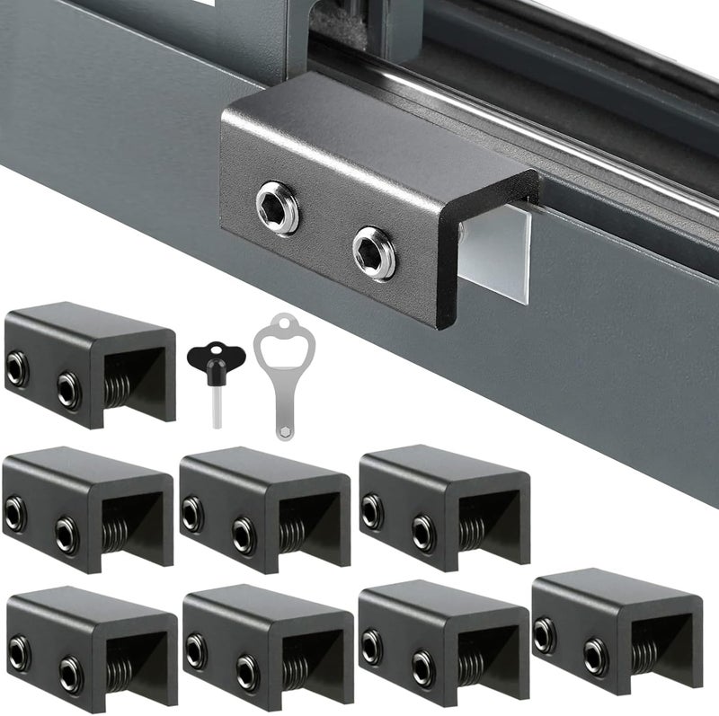 PENMAMA Sliding Window Locks (8 Sets), Security Window Locks with Keys, Adjustable Aluminum Sliding Window Stops, Easy Installation Without Drilling, for Vertical and Horizontal Sliding Windows - Image 1