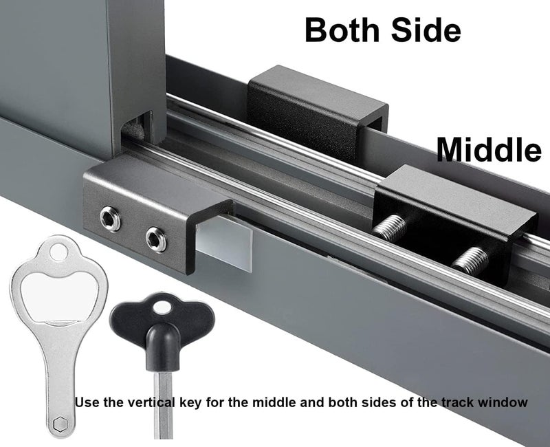 PENMAMA Sliding Window Locks (8 Sets), Security Window Locks with Keys, Adjustable Aluminum Sliding Window Stops, Easy Installation Without Drilling, for Vertical and Horizontal Sliding Windows - Image 5