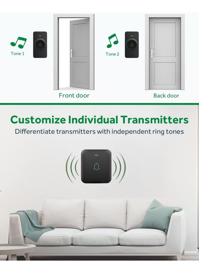 AVANTEK - Wireless Door Bell, Avantek Cb-21 Mini Waterproof Wireless Doorbell Operating At Over 1000 Feet, 2 Remote Buttons Can Have Different Tones, 52 Melodies, Cd Quality Sound And Led Flash - Image 1