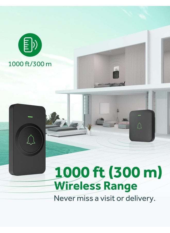 AVANTEK - Wireless Door Bell, Avantek Cb-21 Mini Waterproof Wireless Doorbell Operating At Over 1000 Feet, 2 Remote Buttons Can Have Different Tones, 52 Melodies, Cd Quality Sound And Led Flash - Image 1