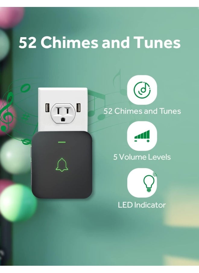 AVANTEK - Wireless Door Bell, Avantek Cb-21 Mini Waterproof Wireless Doorbell Operating At Over 1000 Feet, 2 Remote Buttons Can Have Different Tones, 52 Melodies, Cd Quality Sound And Led Flash - Image 1