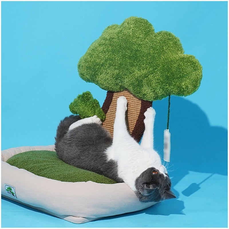 Cat Bed with Scratching Post with Nature Sisal Scratching Post, Cat Tree with Bed for Indoor Large Cats and Kittens,A1(55×50×40CM) - Image 1
