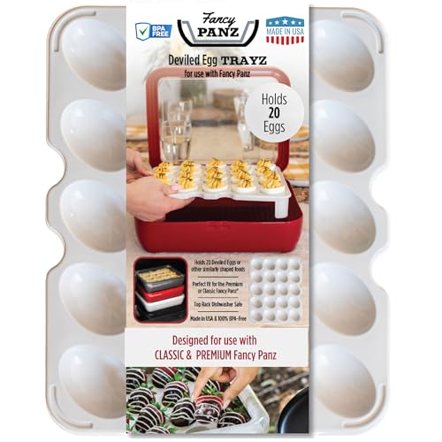 Fancy Panz Deviled Egg Trayz Holds 20 Eggs Deviled Egg Container Fits ClassicPremium Fancy Panz Elevated Food Serving Tray Portable Eggs Carrier with Lid Made in The USA Hosting Essentials