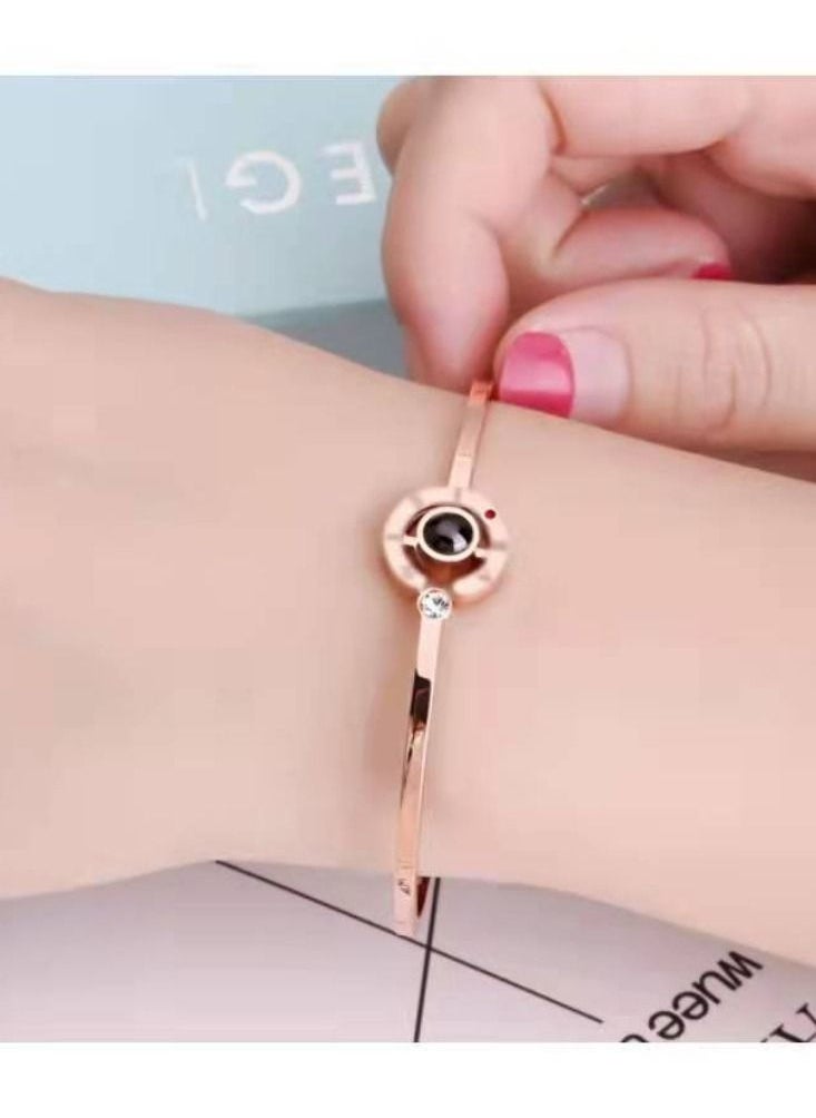 General - 18K Gold Plated Stainless Steel I Love You Projection Bracelet in 100 Languages - Image 1