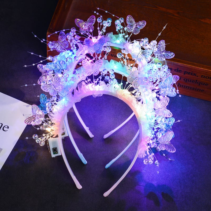 عصابة رأس مضيئة بتصميم فراشة وزهرة LED - Image 4