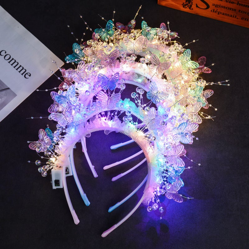 عصابة رأس مضيئة بتصميم فراشة وزهرة LED - Image 2