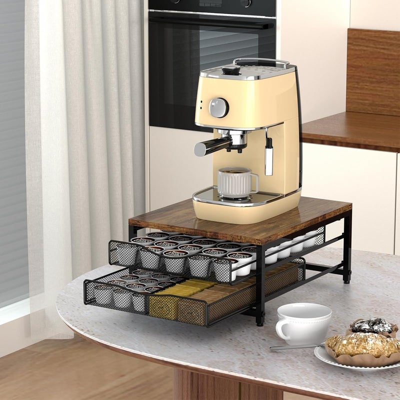 VyGrow Coffee Pod Holder For Counter, Wooden K Cup Holder with Sliding Drawer, Large Capacity Coffee Pod Storage for Coffee Station, Home, Office, Kitchen - Image 2