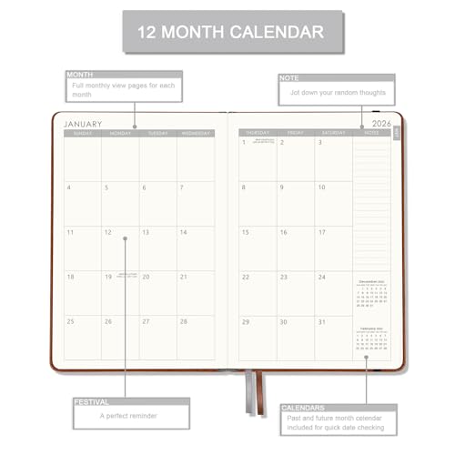 Lemome 2026 Planner - Planner 2026 Weekly and Monthly with Stickers, JAN. 2026 - DEC. 2026, 5.75" X 8.25", 2026 Calendar Planning with Premium Paper, Pen Holder, Inner Pocket and 44 Notes Pages - Image 3