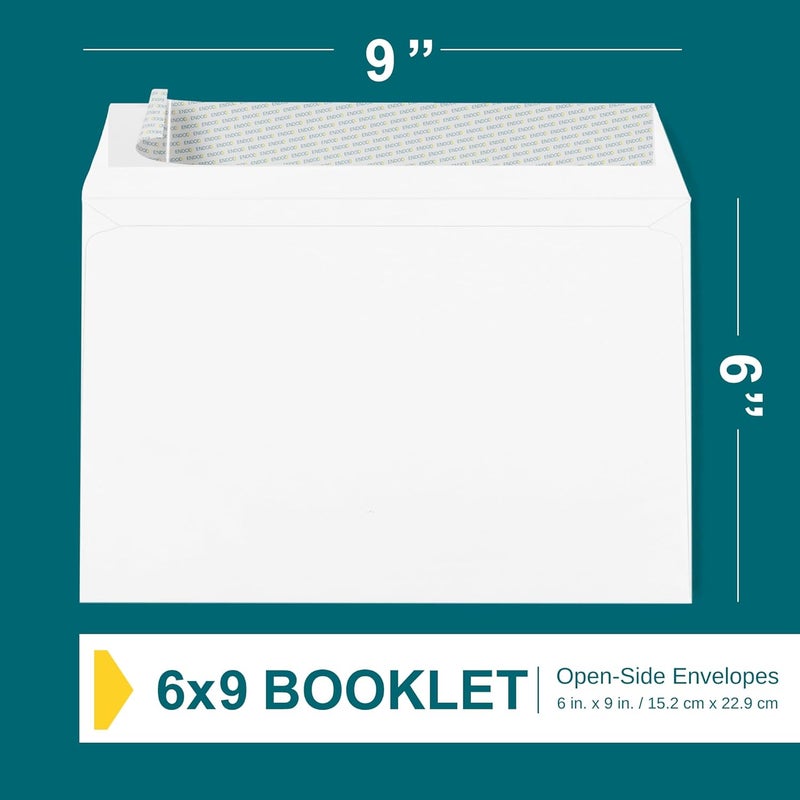 EnDoc 6x9 Booklet Envelopes - 250 Pack - Self Seal Mailing Envelopes - White Letter With Peel & Seal Closure - Open-Side - 28 Lb Paper - Plain for Business and Personal Use - Image 3