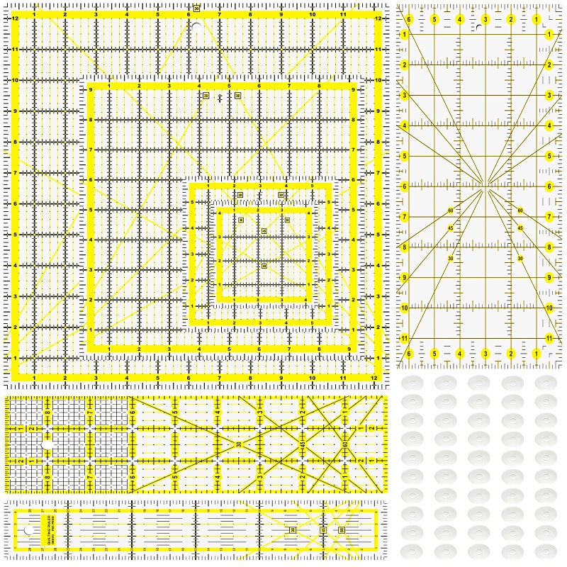 Quilting Rulers 7 Piece Acrylic Ruler Fabric Cutting Ruler 125X125 95X95 6X6 45X4512x659x312x2 Sewing Quilting Templates