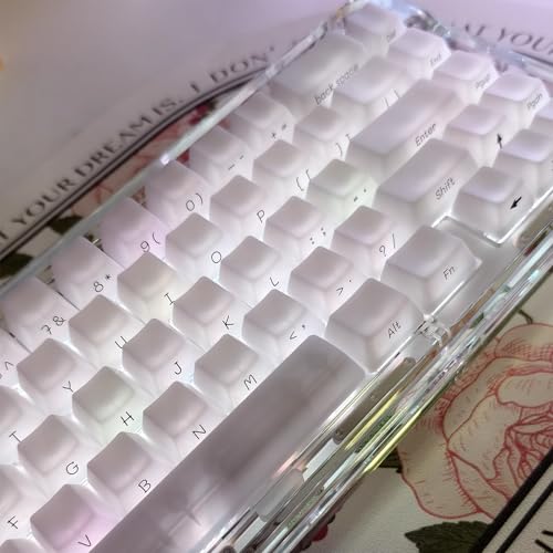 Sumgsn 130 Keys OEM Profile Shine Through White Keycaps Set Translucent Keycaps Compatible with 61/64/87/104/108 Cherry Mx Switches Mechanical Keyboard - Image 1