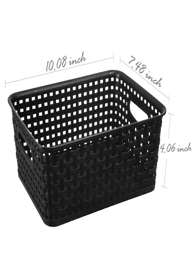 ZHENFAN Black Plastic Woven Storage Baskets, 6-Pack Weave Basket Organizer for Kitchen Office Bathroom - Image 2