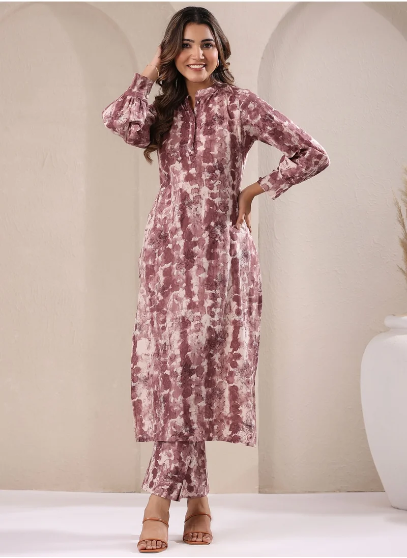 kolaba Mauve Cotton Tie & Dye Kurta 2Pc Set