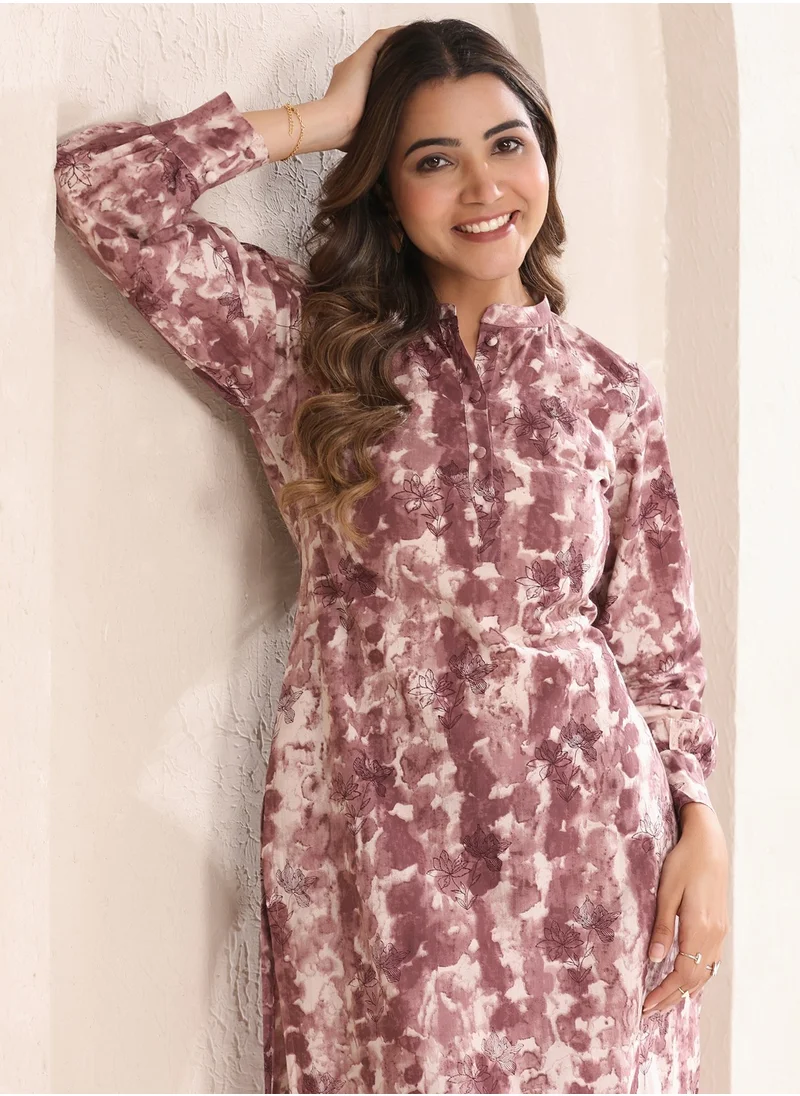 كولابا Mauve Cotton Tie & Dye Kurta 2Pc Set