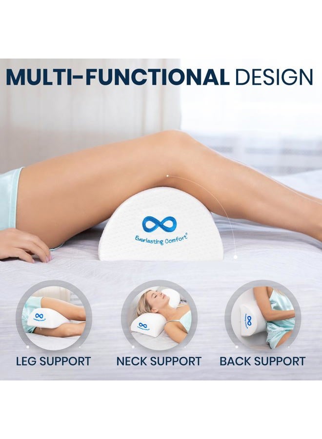 Everlasting Comfort Under Knee Pillow for Sleeping on Back, Pure Memory Foam Half Moon Bolster, Body Pillow - Ideal Under The Knee Pillows for Sleeping - Image 3