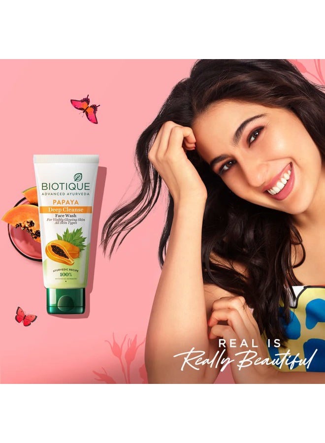 Biotique Bio Papaya Visibly Flawless Skin Face Wash For All Skin Types, 150ml, Multi, NEWRETFW040 - Image 2