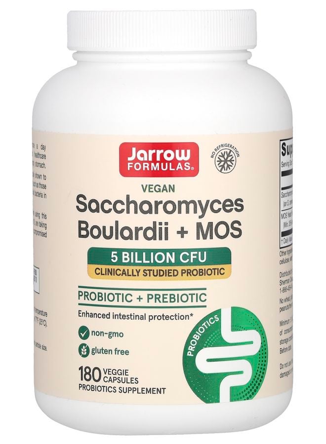 jarrow formulas Vegan Saccharomyces Boulardii + MOS 5 Billion CFU 180 Veggie Capsules