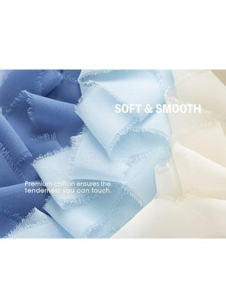 3 Rolls Handmade Blue Ribbon Chiffon Silk Ribbon 1 1/2 Inch x 21Yd Handmade Frayed Edge White Dusty Blue Ribbons for Gift Wrapping Bridal Bouquets Baby Shower Wedding Invitations(4cm*5m) - view 4