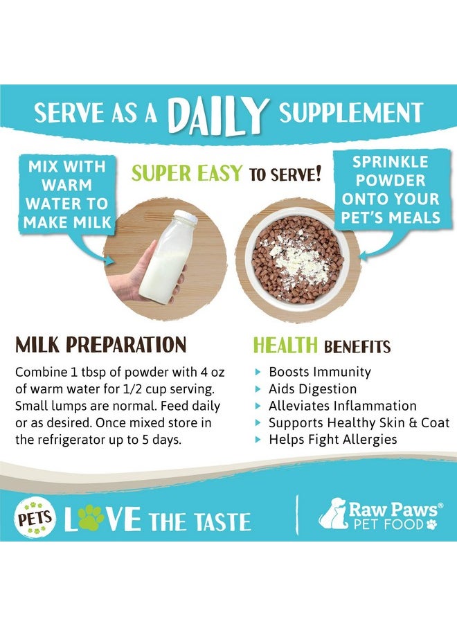 Raw Paws - Whole Powdered Goat Milk For Dogs And Cats, 7Oz  Goats Milk For Dogs Made In Usa  Natural Kitten & Puppy Milk Replacement Formula, Dry Pet Goat Milk Food Topper, Pet Nutritional Supplement - Image 1