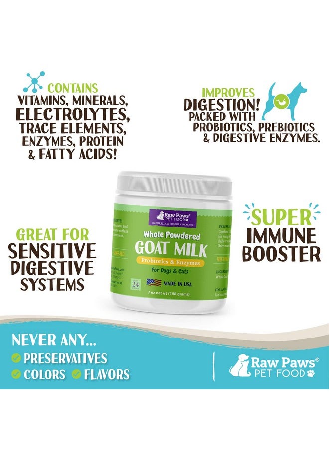 Raw Paws - Whole Powdered Goat Milk For Dogs And Cats, 7Oz  Goats Milk For Dogs Made In Usa  Natural Kitten & Puppy Milk Replacement Formula, Dry Pet Goat Milk Food Topper, Pet Nutritional Supplement - Image 1