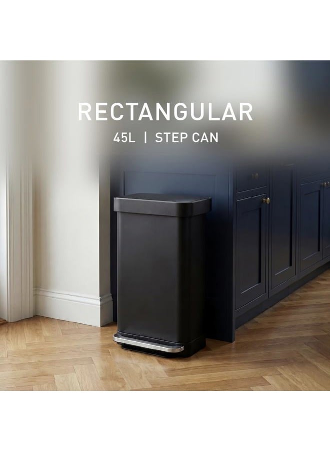 simplehuman Hands-Free Kitchen Step Trash can, 45 Liter, Matte Black - Image 2